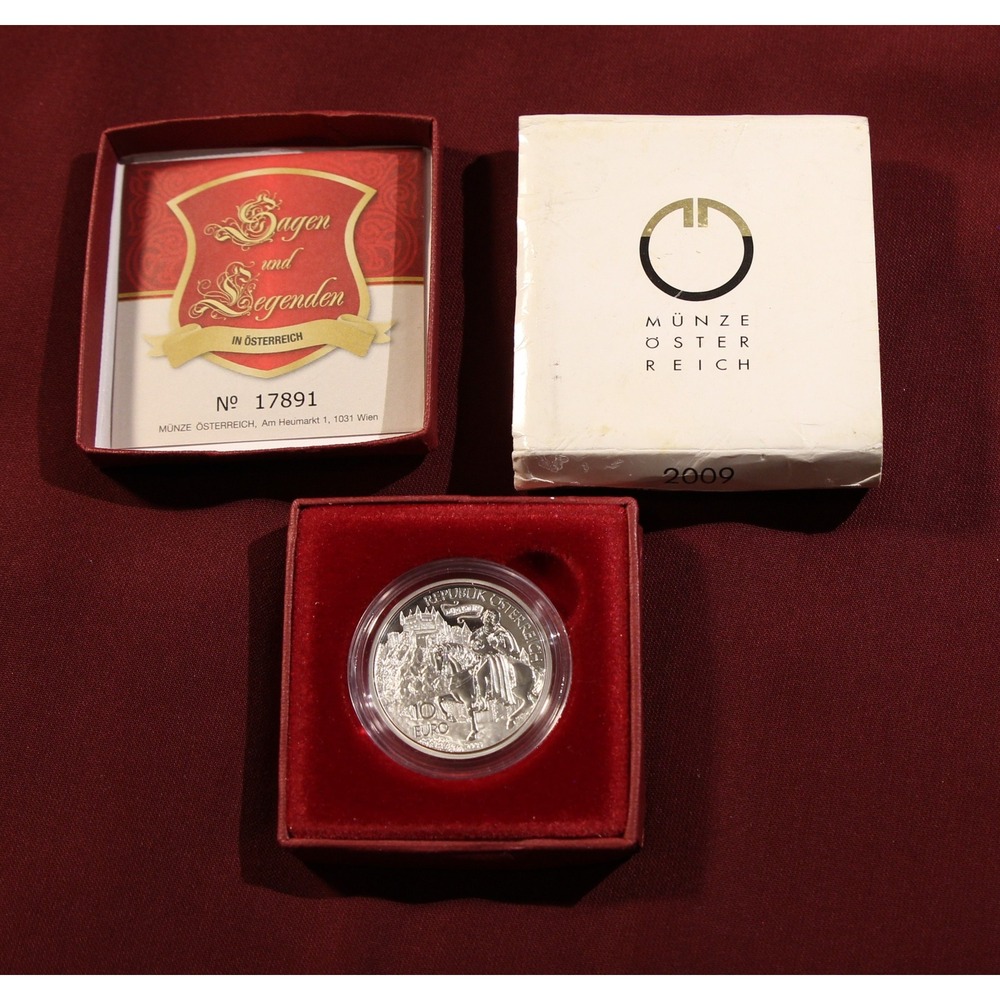 10 Euro Austria Silver Coin (Richard  Lowenherz) W/Box  No. 17891 (A4)
